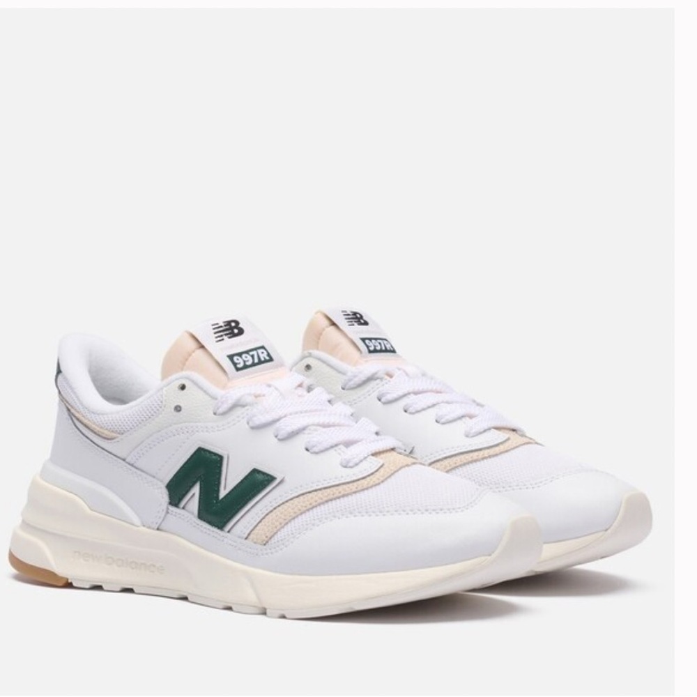 New Balance 997R White and Green Sneakers/ 7.5 M/ 9 W